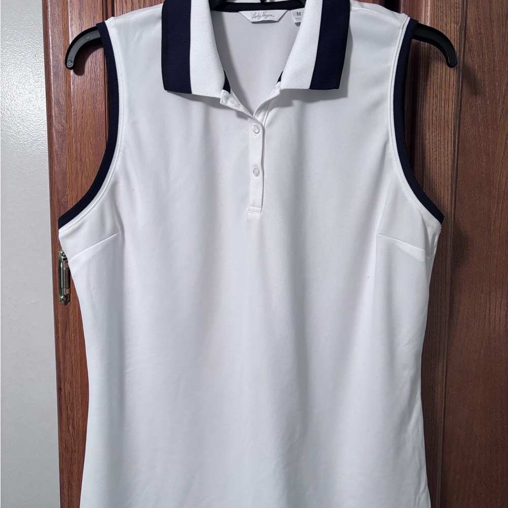 Lady Hagen White, Black and Navy Sleeveless Golf Polo size M